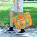 New Waterproof Semi-Clear Tote Stripe PVC Beach Shoulder Bag PVC Large Work Tote Purse Clear Handbags